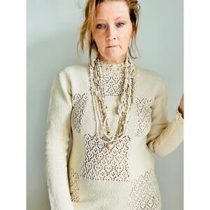 Vintage Set of Seashell Necklace Long Strands Beige Beachy Neutral